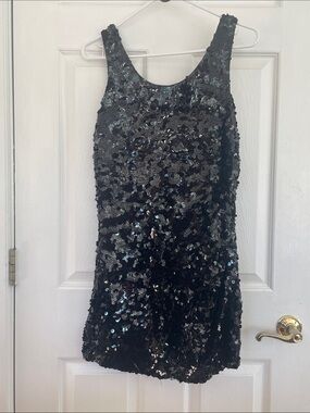 Sleeveless Black Sequin Mini Dress size M